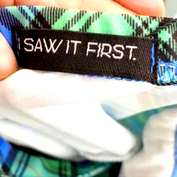 NWOT I Saw It First Blue & Green Tartan Pinafore Dress Size UK 12 - Picture 3 of 5